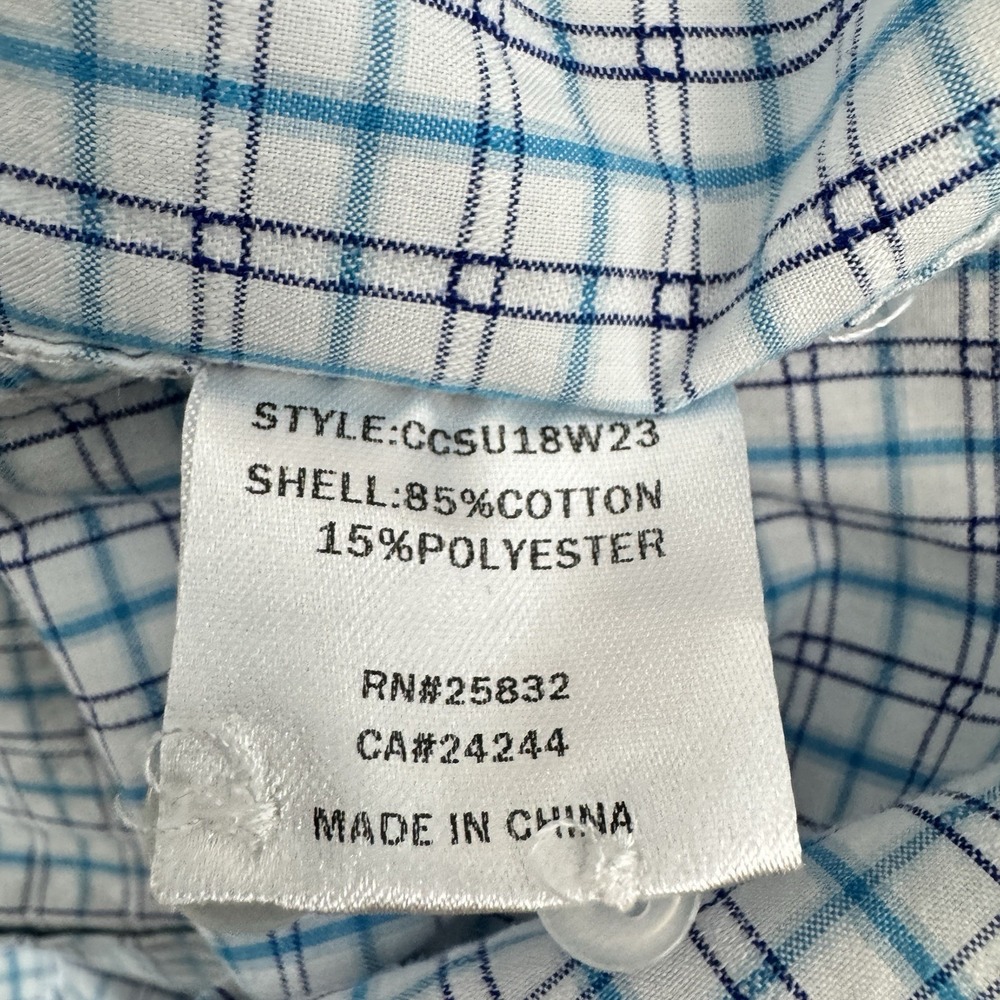 Cody James Core Plaid Button Up Stretch White Blue Mens‎ XXL - Picture 9 of 10